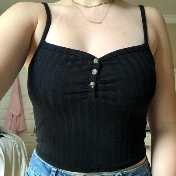 Basic Black Cropped TOPSHOP Tank Top - Picture 2 of 5